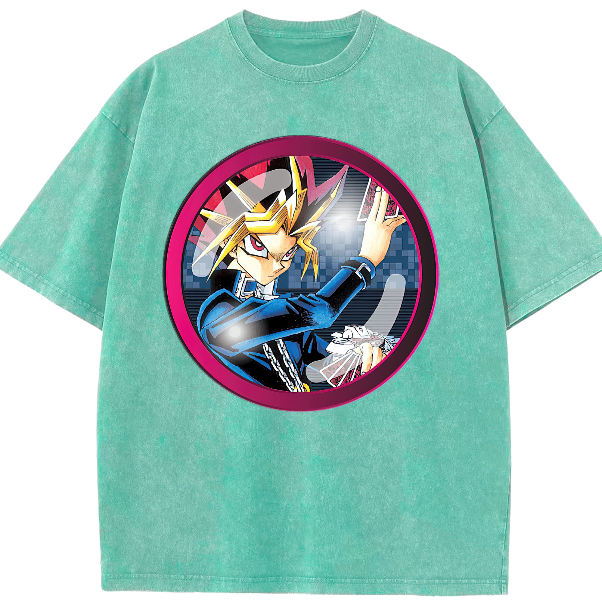 （画像用） 遊☆戯☆王 Yu-Gi-Oh! 綿100% ヴィンテージ風 半袖Tシャツ（フロントプリント）